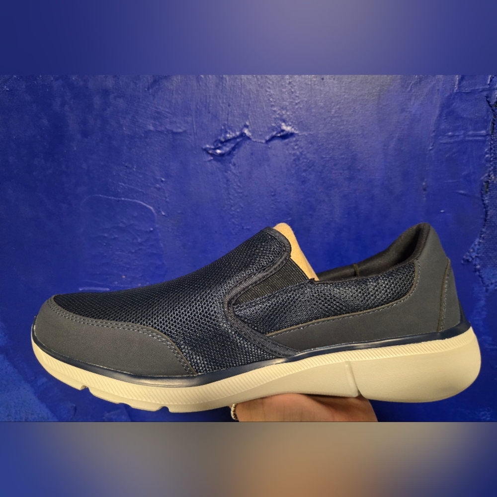 Skechers Men's Navy Blue Slip-On Loafers with Cream Sole